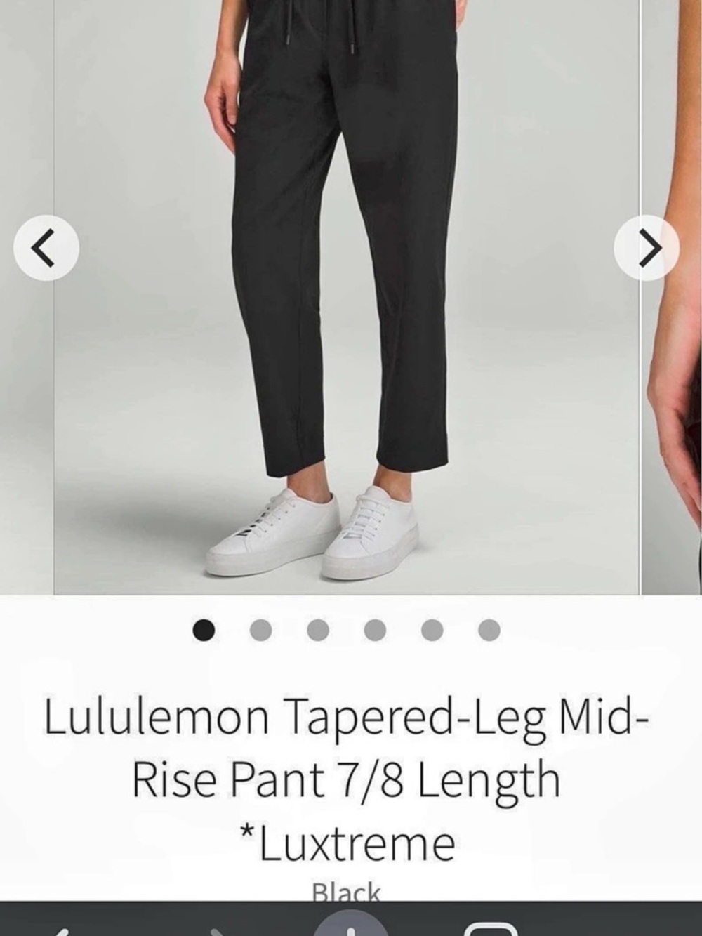 NWOT lululemon Tapered-Leg Mid-Rise Pant 7/8 Length Black Ankle Cropped Pants.
